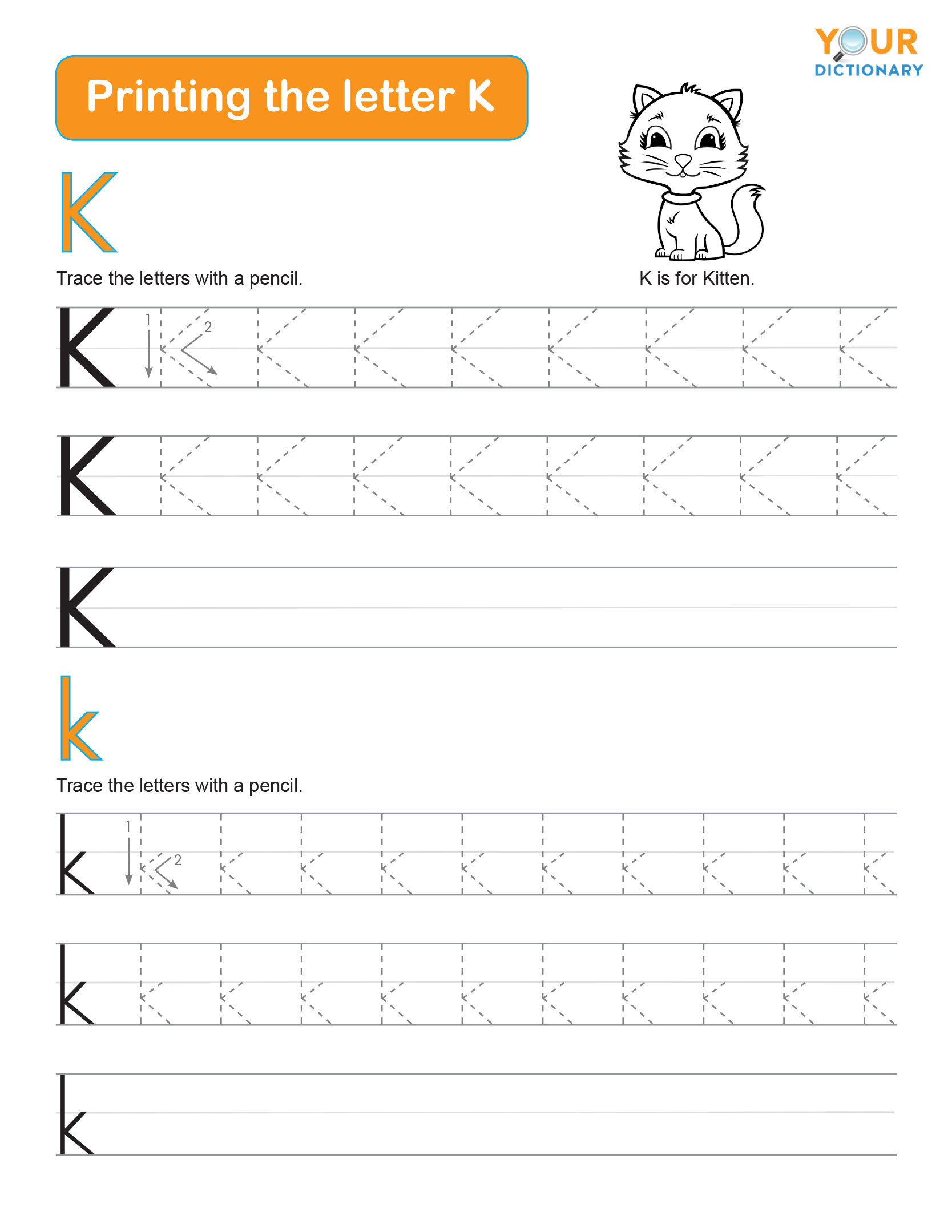 tracing the letter k