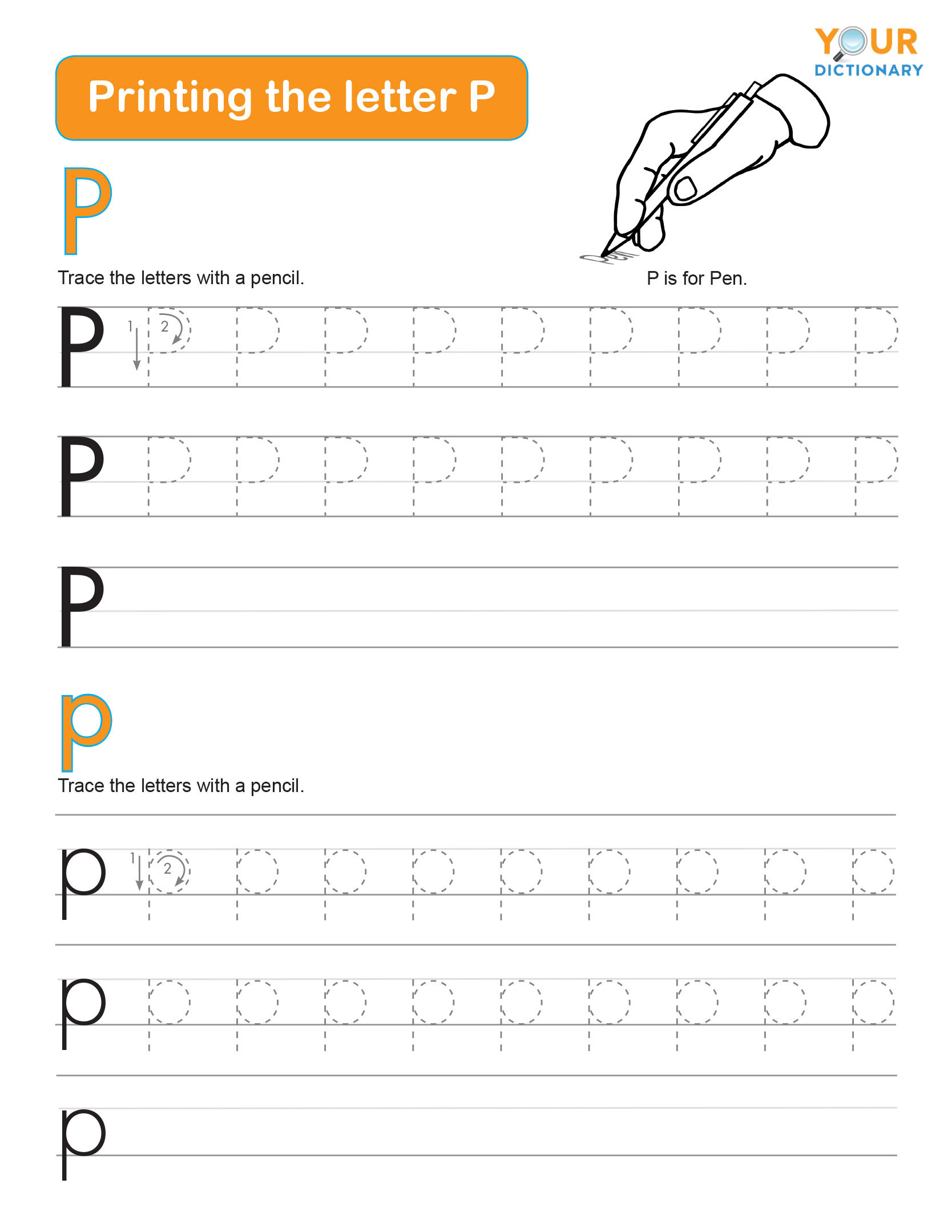 tracing the letter p