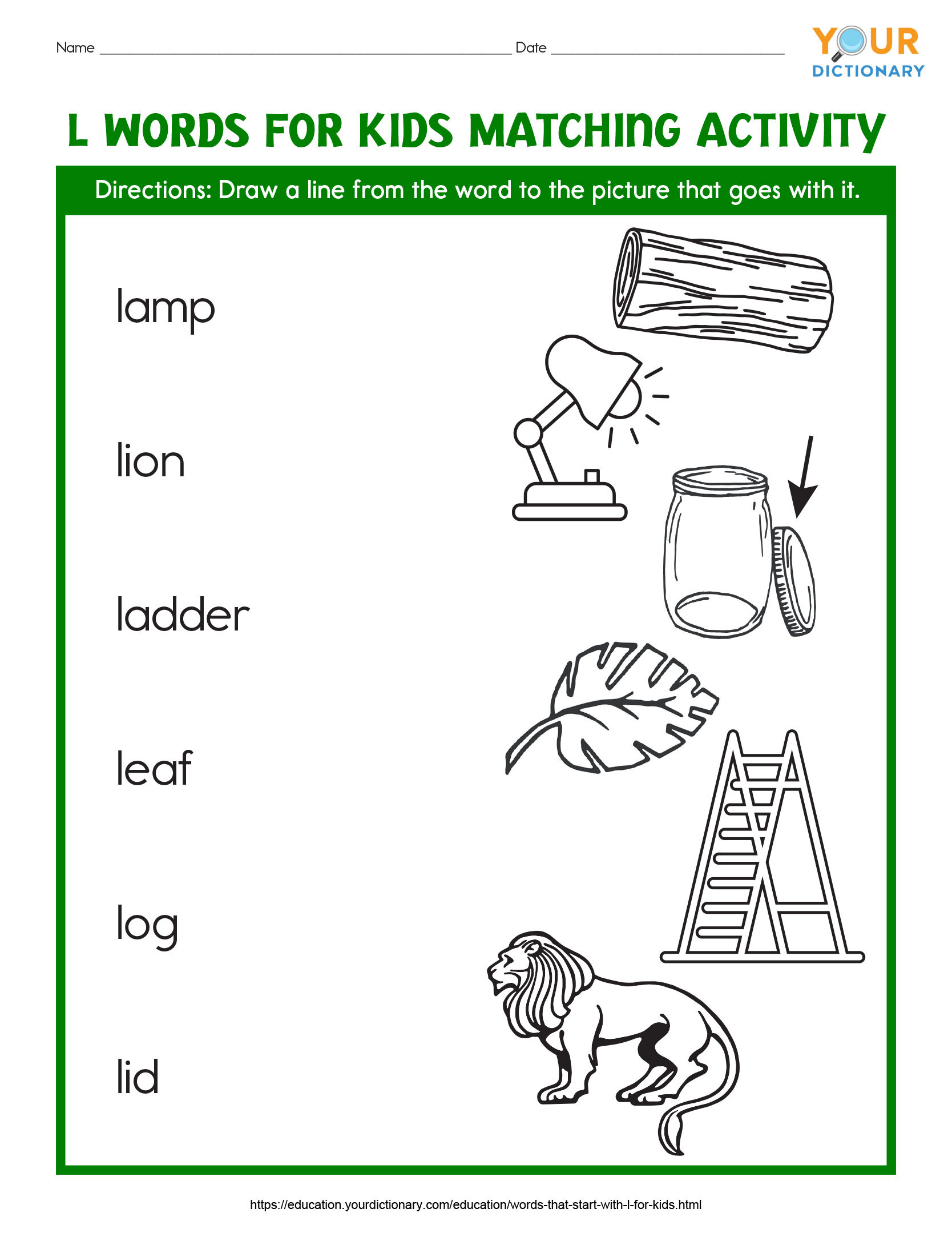 Words That Start With L For Kids