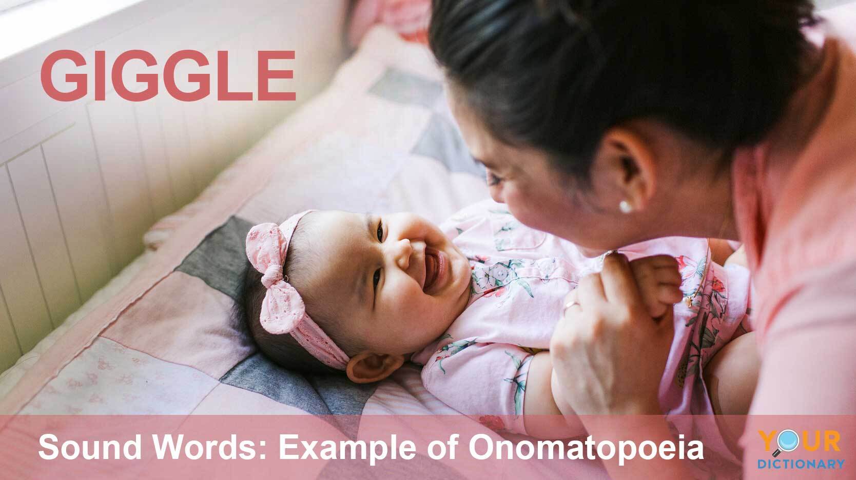 onomatopoeia example of vocal sound word giggle