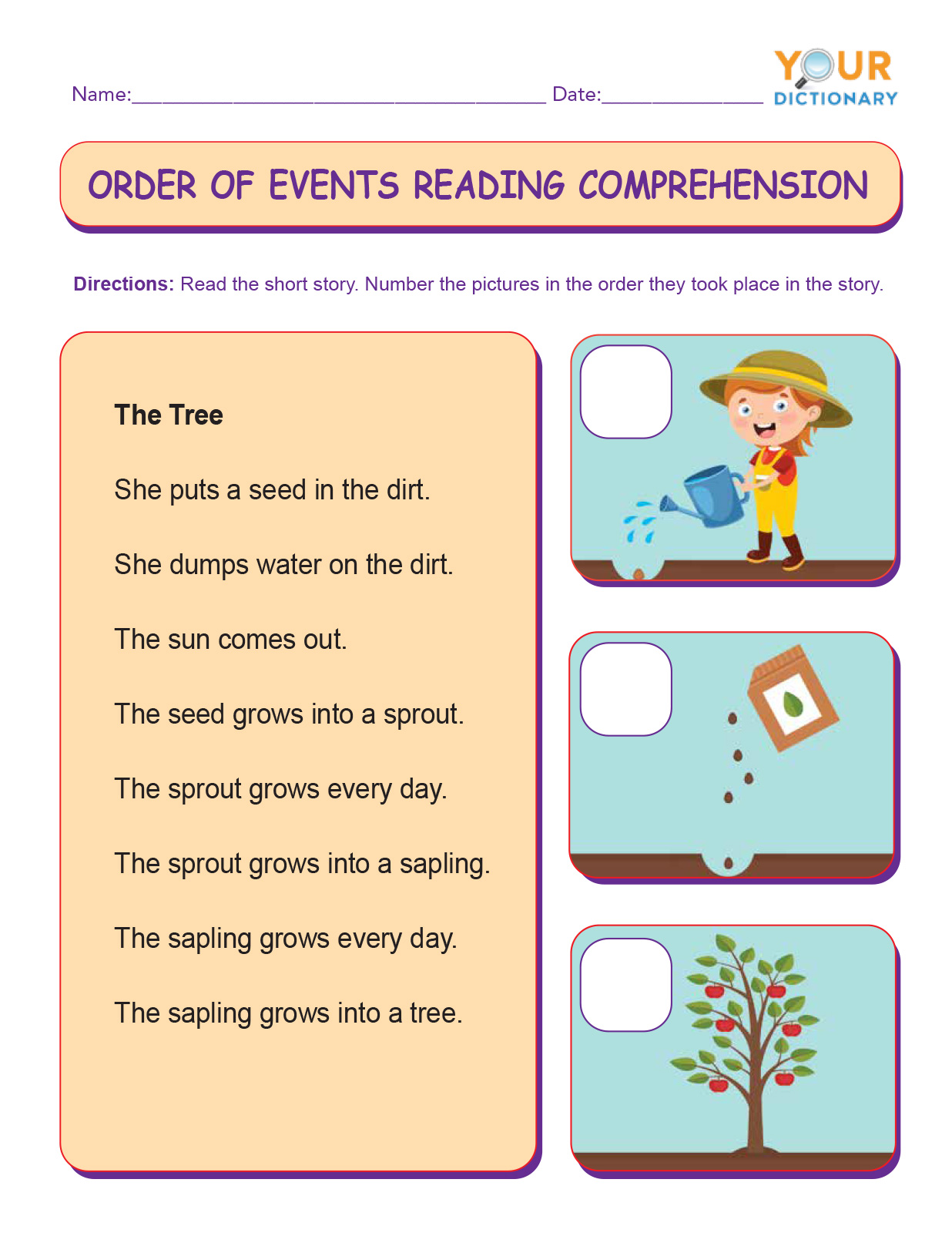 order of events reading comprehension