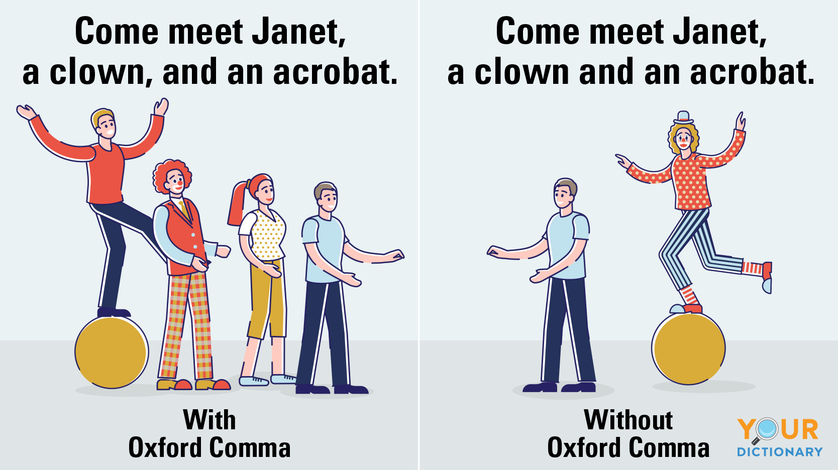 example sentences with and without oxford comma