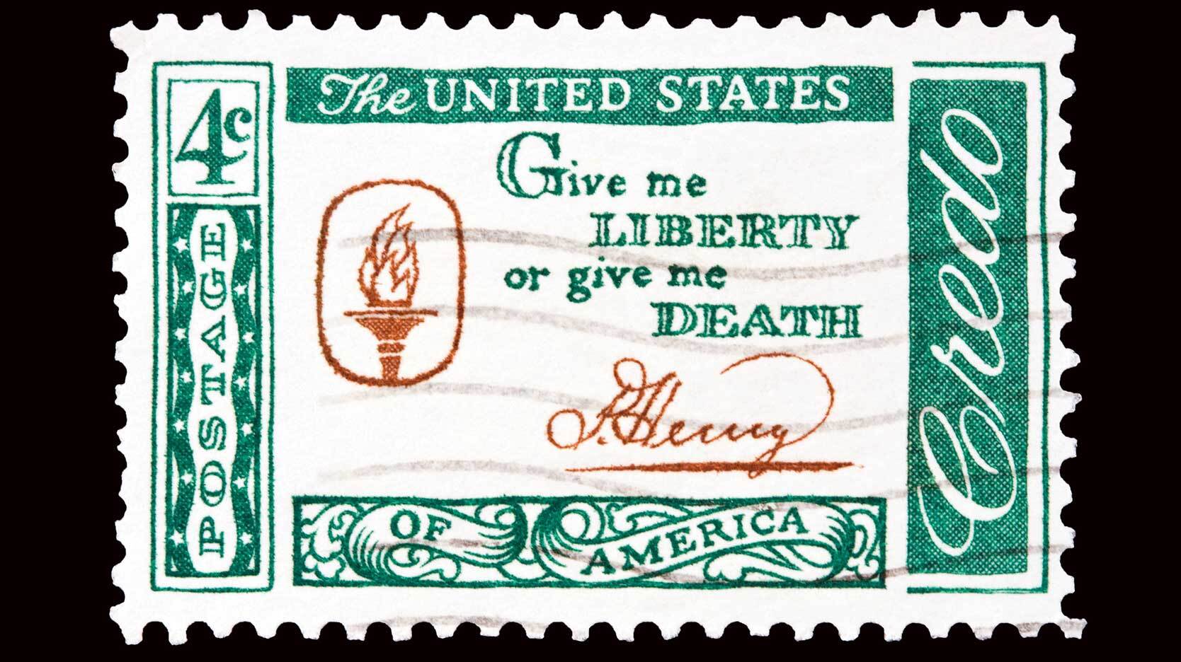 patrick henry quote on 4 cent stamp