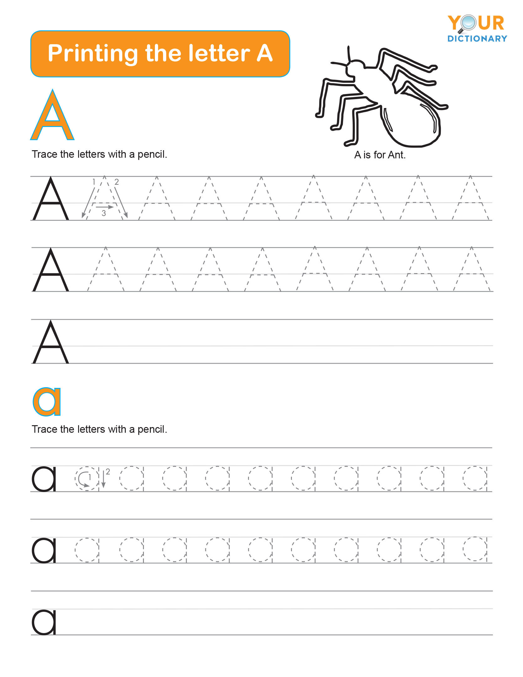 tracing letter A