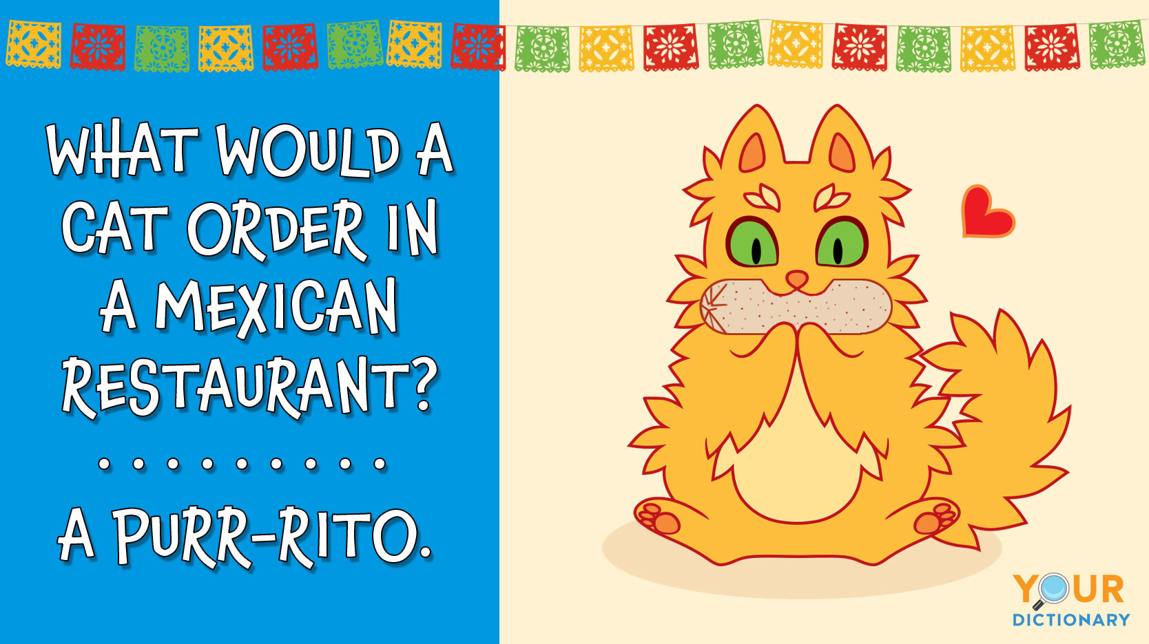 puns for kids with cat eating purr-rito