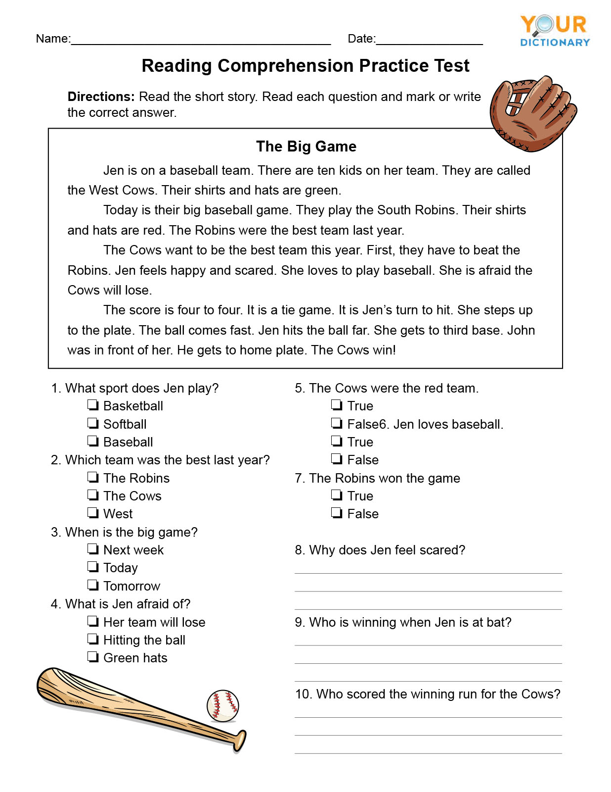 Free Printable 1st Grade Reading Comprehension Worksheets Printable 