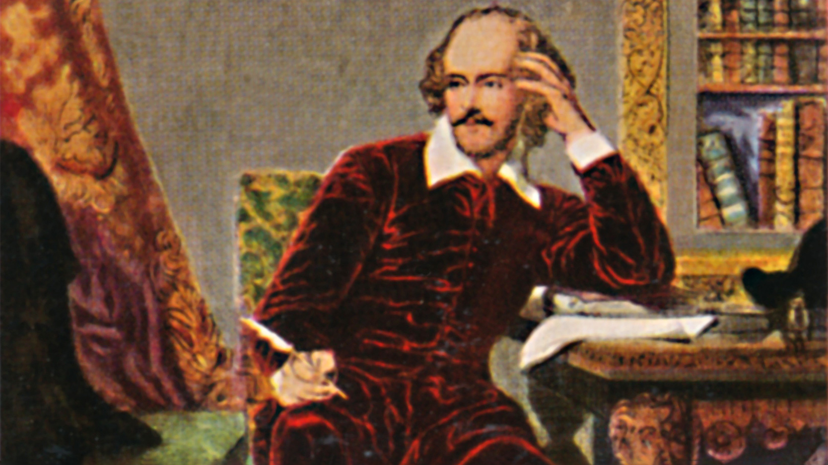 William Shakespeare writing at desk