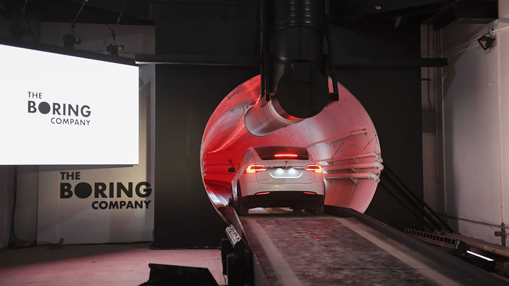 The Boring Co. Hawthorne test tunnel with Tesla car