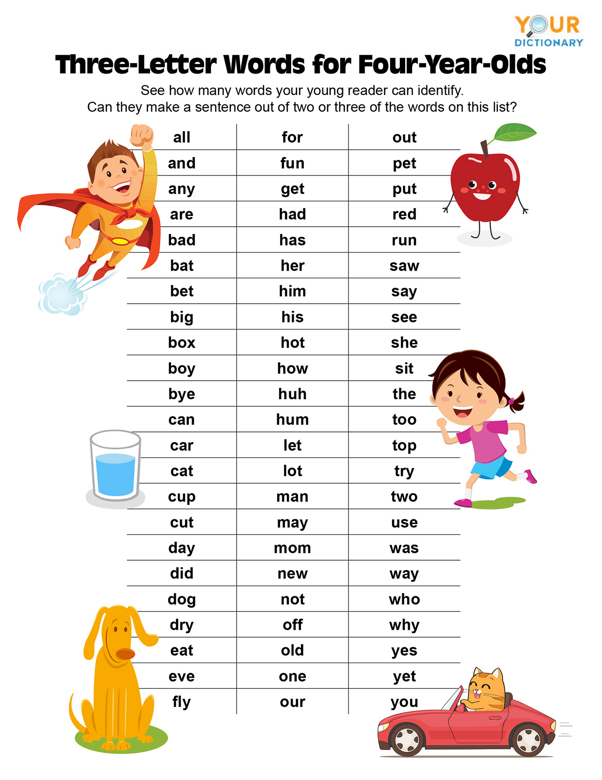 3 Letter Spelling Words For Kindergarten Printable Form, Templates