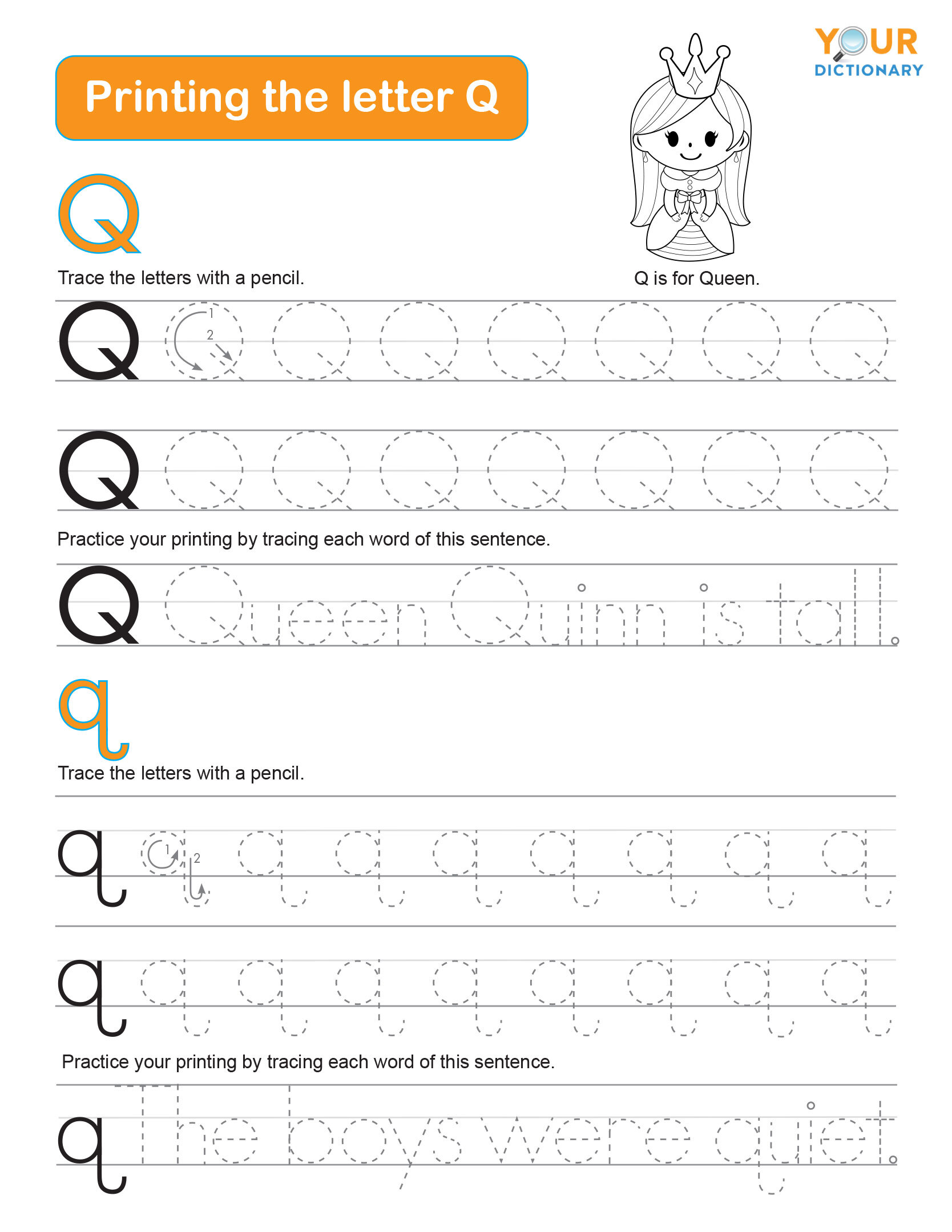 tracing the letter q