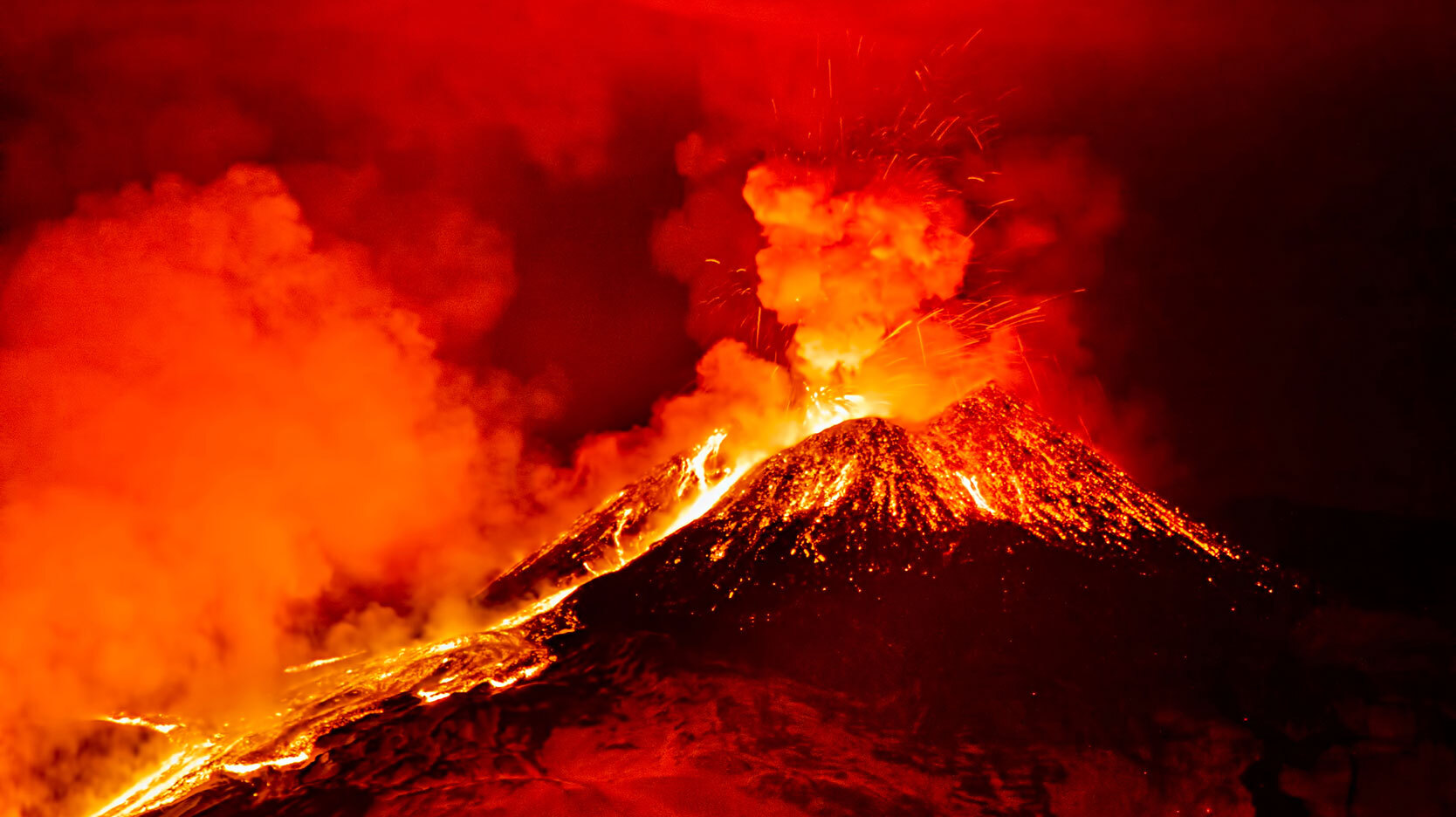 volcano erupting in Milo, Italy